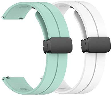 Waekethy Cinturino per Garmin Venu/Venu sq/Venu sq2/Venu 2 plus, Cinturino Orologio 20mm Silicone Braccialetto Compatibile con Approach S40/Vivoactive 3/Forerunner 245/645 (Teal+bianco)