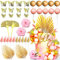 JeVenis Rosa Tortendekoration Rosa Rose Tortentopper Schmetterling Gold Palmenblätter Rosa Kugeln Tortendekoration für Hochzeit Brautparty Geburtstag