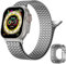 Upeak Correa de Acero Inoxidable Compatible con Correa Apple Watch Ultra 49mm para Hombre Mujer, Pulsera Magnética de Metal con Funda para iWatch Ultra 2 & Ultra, Gris Oscuro
