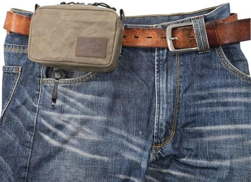 diodrio Gürteltasche für Herren und Damen, YKK-Reißverschlüsse, EDC-Tasche, Gürteltasche für Reisen, Wandern, Outdoor, wasserabweisend, strapazierfähiges, gewachstes Segeltuch, Olivgrün, Größe M,