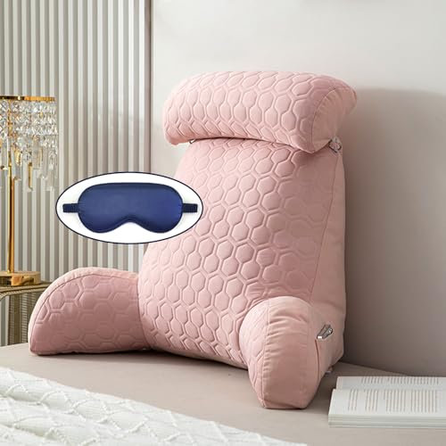 AMZZHAO Lesekissen Rückenkissen Stützkissen Bücherkissen Waschbarem Bezug,Mit Armlehnen Und Abnehmbare Nackenrolle,Bettruhekissen Lesen & Arbeiten & Spielen,75×40×58 cm/29,53×15,75×22,83 Zoll