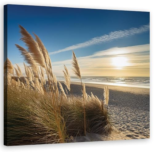 Feeby Leinwandbilder - Deko Bilder - Strand Meer Landschaft Natur - Canvas 40x40 1tlg- Wandbilder Schlafzimmer - Aesthetic Room Decor - Modern Wanddeko - Bild auf Leinwand - Fertig Gespannd