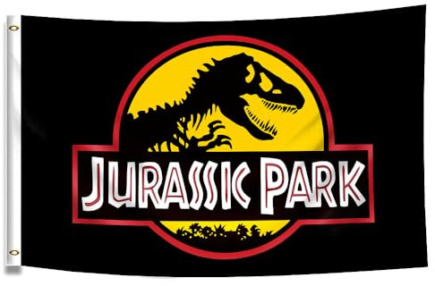 ENMOON Jurassic Flagge Park Banner ENMOON Movie Dinosaurier Banner Flagge (90 x 150 cm, strapazierfähig, langlebiges 150D Polyester) Messingösen für Studentenwohnheim, Zimmer, Männerhöhle
