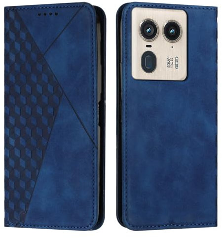 KOUYI Compatibile con Motorola Moto Edge 50 Ultra Custodia per Telefono, Slot per schede Flip in Pelle Sintetica PU, cavalletto con Chiusura Magnetica, custodie Antiurto (Blu)