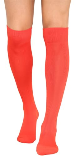 CHAAL ® Football SocksFfor Kids Children Rugby Hockey Sports Knee High Socks Juniors Knee High Soccer Socks Outdoor Socks Boys Rugby Hockey Football Running Socks Size 3-6 Red