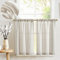 TOPICK Striped Kitchen Curtains for Living Room Bedroom Bathroom Cupboard 24 Inch Drop Linen Blend Short Curtain Tiers Light Filtering Cafe Curtains Rod Pocket Grey on Beige 2 Panels