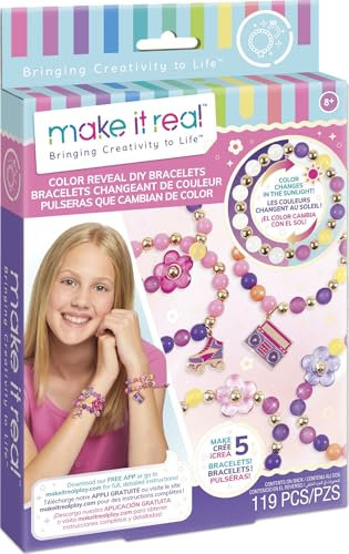 Lansay - MAKE IT Real – Armbänder Traumbogen – Set mit 3 Charm-Armbändern + 1 Ring für Kinder ab 8 Jahren – mit bunten Perlen & Charms – für Handarbeit – kreative Freizeit