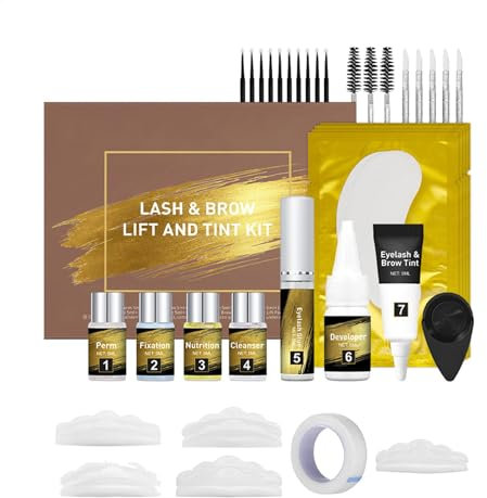 Kit profesional de estiramiento y tinte de pestañas, kit de permanente de pestañas, juego de laminación de cejas, fácil de usar, ahorra dinero y tiempo, ingredientes y fórmula seguros, 11,2 x 3,3 x 15