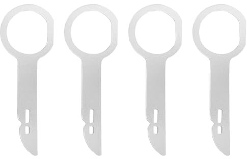 JFGDVW 4 Pcs Car Radio Removal Tool Key, Radio Removal Keys, Release Keys Set, Stainless Steel Pins Radio Adapter Disassembly Tool, For Audi, Vw Volkswagen, Mercedes Benz, Ford(Silver)
