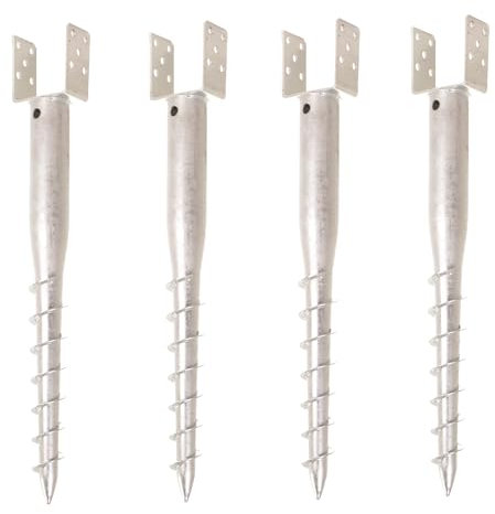 Aqbau® Support de poteau en U à visser, douille à visser, douille à visser, douilles de sol à visser, douille de sol à visser, ancrage au sol, piquet de terre, ancrage de poteau (4, 70 mm)