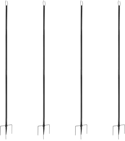 CzyuRachel 4 Stück Outdoor String Lights Pole, 3m Laternenstab Garten, Außen Hängende Lichtstangen, Lichterkette Masten für Aufhängen von Weihnachtsbeleuchtung, Fahnen und Windspielen