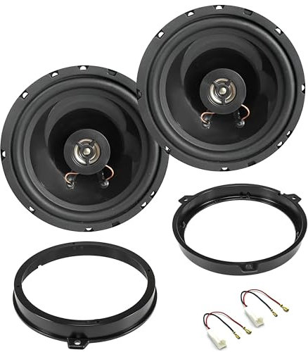 Sound Way Kit Haut-parleurs 2 Voies Coaxiales 16,5 cm (120 W Max / 60 W RMS) avec Adaptateurs et Câbles Connecteurs - Compatible avec Fiat Panda 169 (2002-2012) - Uniquement pour Gardien Arrière