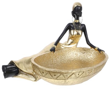 MUELODSIC Plato De Baratija Vintage Africano Bandeja Para Joyería Y Porta Anillos Soporte Decorativo De Resina Ligero Para Tocador Centro De Mesa Y Organizador 8.85X6.29X5.66In