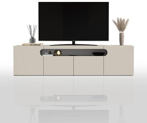 WHOUS Mobile Porta TV REAL per Soggiorno con 4 Ante, Mobile Tv per Salotto in Legno, 240x40x60 cm, Cashmere