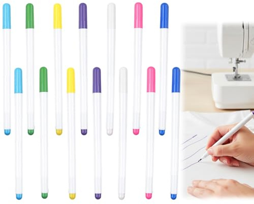 ZYLOUY 14 Stück 7 Farben Schneiderkreide Set, Wasserlösliche Schneiderkreide Für Präzises Markieren, Trickmarker Nähen, Stoffstifte Nähen Zubehör für Kleidungsstücken Schneiderei DIY Handarbeiten