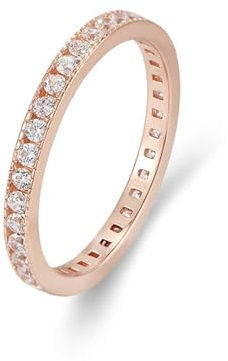 Anello di fidanzamento da donna, sottile, anello con diamanti 18 carati, oro rosa, misura 16 (17,8)