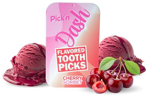 Dash Liquids - Zahnstocher mit Geschmack- flavored toothpicks - zum Abgewöhnen unliebsamer Angewohnheiten in praktische Metalldose Inhalt: 100 Stück (Cherry Sorbet)