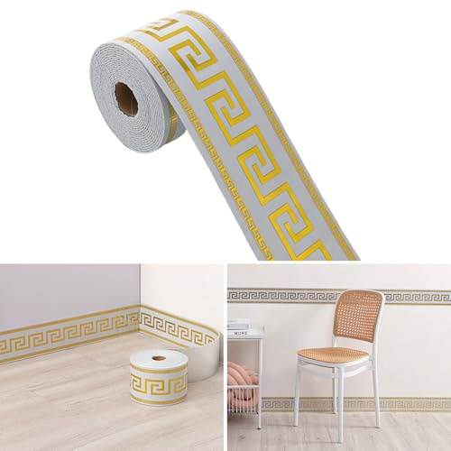 Plinthe souple autocollante en PVC flexible, 10 cm x 5 m, pour cuisine, salle de bain, salle de bain (doré 1)