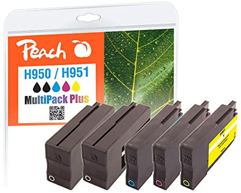 Peach H950/951 Spar Pack Plus Druckerpatronen (2xBK, C, M, Y) ersetzt HP No. 950*2, No. 951, CN049A*2, CN050A, CN051A, CN052A für z.B. HP OfficeJet Pro 8600 Plus e-All-in-One, HP OfficeJet Pro 276 dw