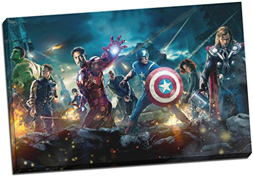 Kunstdruck auf Leinwand, Motiv The Avengers Comic-Superheld, gerahmtes Bild, 76 x 51 cm