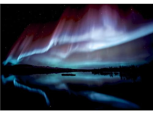 decomonkey Fototapete Polarlicht 350x256 cm Tapete Fototapeten Vlies Tapeten Vliestapete Wandtapete moderne Wand Schlafzimmer Wohnzimmer Nordlicht Landschaft Nacht Island