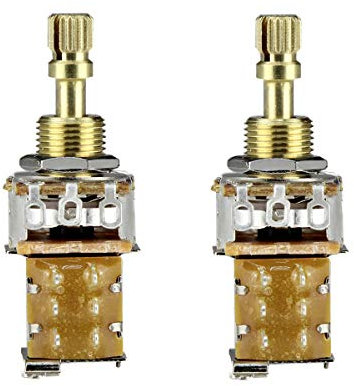 FLEOR 2PCS A500K Push Push Bounce Switch Potentiometer Audio Taper Pot Short Split Copper Shaft for Electric Guitar Bass Volume/Tone Controls