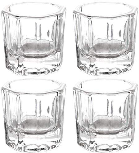 4 Pieces Acrylic Dappen Dish Nail Dapping Dish Nail Powder and Liquid Holder Glass Bowl Crystal Cup Nail Supplies