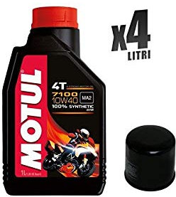 Kit Tagliando moto 4 litri olio Motul 7100 10W40 + filtro 204