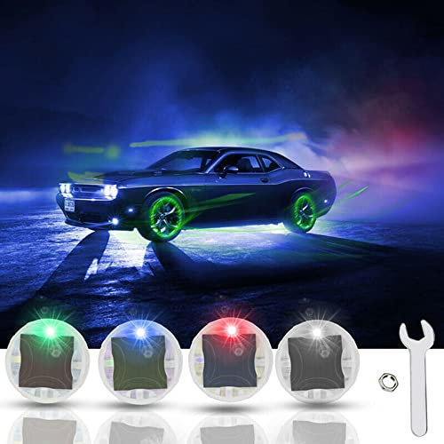 4 Pcs Flash Roue Pneu Lumière, LED Colorées Solaire Roue Pneu Moyeu Lumières, Bouchon De Valve De Pneu Lampe Stroboscopique Kit Étanche Quatre Modes pour Voiture Véhicule Moto Vélo