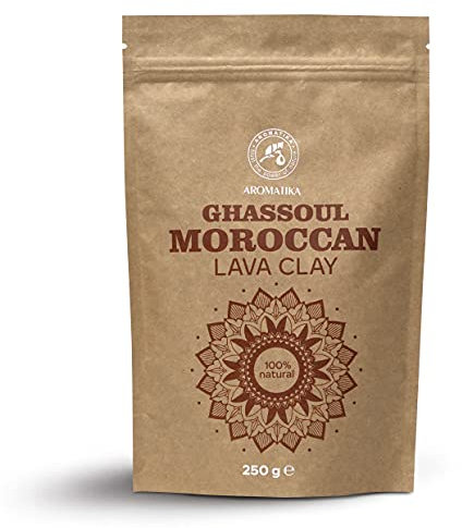 Marokkanische Tonerde 250 g - Lavaerde Ghassoul aus Marokko - Ghassoul Wascherde - Rhassoul - Kosmetikton für Masken und Peelings - Chemiefrei Gesichtsreinigung