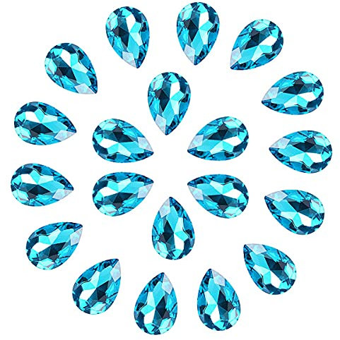 C&Z Kristall-Steine in Tropfenform, große Strasssteine, spitzer Rücken, Schmuckherstellung, Schuhe, Kleid, facettierte Glasperlen, 20 x 30 mm, 36 Stück, Seeblau