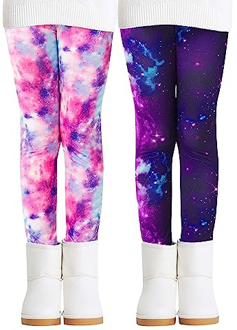 Adorel Leggings Felpati Invernali Pantaloni Termici Bambina 2 Pack