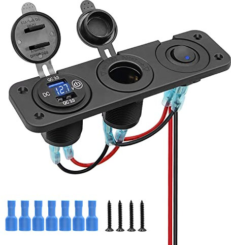 Presa accendisigari Pannello Presa Doppia QC3.0 presa accendisigari presa usb da pannello,per 12V 24V Veicoli Auto Barca Camion Caravan (Type B)