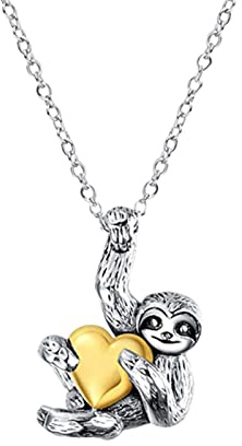 Yowablo Faultier Schmuck Geschenke Sterling Silber Faultier Halskette Ohrringe Herz Faultier Schmuck für Frauen Männer Mädchen Jungen Homosexuell Schmuck