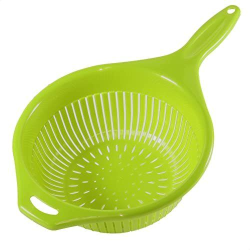 Kerafactum Colino per Pasta, Scolapasta da Cucina, con Manico Lungo, in Plastica, per Insalata, Pasta, Frutta, Verdura, Colino a Punta, Impilabile, Lavabile in Lavastoviglie, 39 cm, Colore Verde