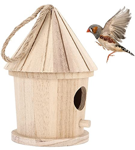 Hölzernes Vogelhaus, Vogel DIY hölzerner runder hängender Papageien-Nistkasten-Vogelhaus für Garten im Freien