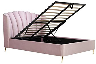 Birlea Pink King Size Ottoman Bed Frame 5FT Fabric Storage Bed Lottie Fan Design