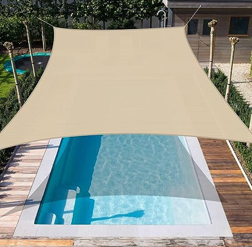 Goleray Sonnensegel, rechteckig, Markise, Stoff, 92 % UV-beständig, strapazierfähig, kommerzielle Qualität, für Außenbereich, Terrasse, Carport, maßgeschneidert, 33 x 50 cm, Beige