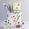 26 Pcs Art Cake Topper Paint Cake Decorations Painting Cake Toppers include Paint Pen Brush Painting Bucket Palette for Kids Birthday Baby Shower Art Themed Party Cake Decoration Supplies