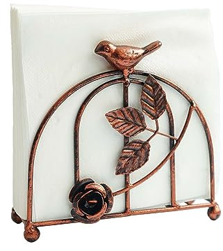 Metall Vintage Rot Bronze Malerei Vogel & Rose Serviettenhalter/Tischplatte Freistehender Taschentuchspender…
