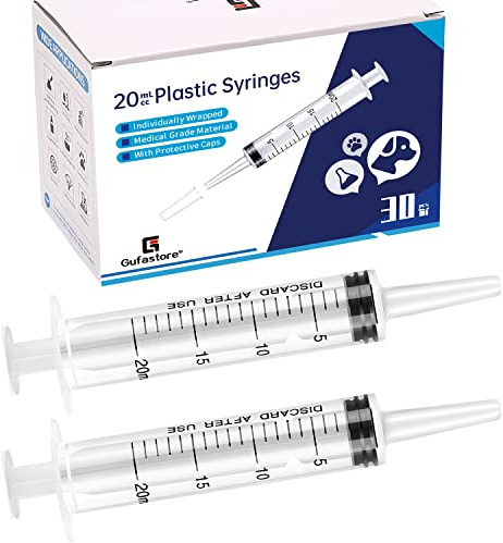 Gufastoe 30 Stück 20ml Syringe mit Schutzkappen für Kleine Haustierfütterung Industrielle Präzisionsanwendung