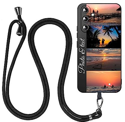 JGOYGYI Personalisierte Handyhülle kompatibel mit Samsung Galaxy A04s A05S A13 A14 A15 A25 A33 A34 A35 A52s A53 A54 A55 A72,Benutzerdefiniert Hülle mit Eigenem Foto Bild Text+Handykette