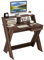 COSTWAY Bureau d'Ordinateur avec Tiroir, Bureau Informatique en Forme de X avec Support d'Écran, Repose-Pieds, Table de Bureau pour Étudier, Jouer, Travailler (Noyer)