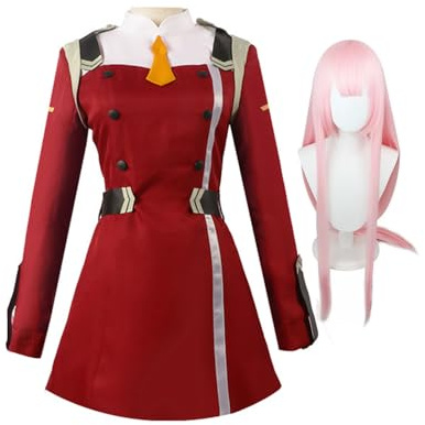 Gooyeh Zero Two Anime Cosplay darling in the franxxx Cosplay Anime Kostüm Zero Two Strumpfhose Combat Kostüm Frauen Halloween Cosplay Kostüm mit Perücke Full Set
