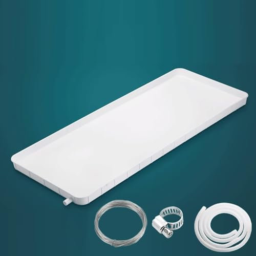 ExaRp Bac à Eau pour Climatiseur Durable Climatiseur Bac Vidange en PP5, Bac Condensat Clim avec Tuyau D'évacuation Facile à Installer 2 Tailles Argent (Color : 2m, Size : 91.5 * 45cm)