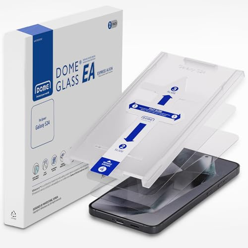DOME GLASS Whitestone EA Glass Screen Protector compatible with Galaxy S24 Ultra [Easy Installation Kit, 9H Tempered Glass] - 2 Pack (S24)