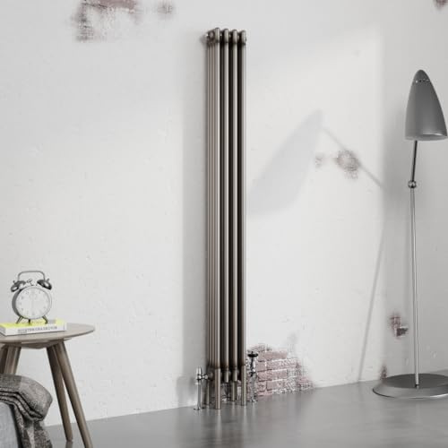 Warmehaus 1800x200mm Raw Metal Vertical 4 Column Radiator Traditional Cast Iron Style Bathroom Radiator Central Heating