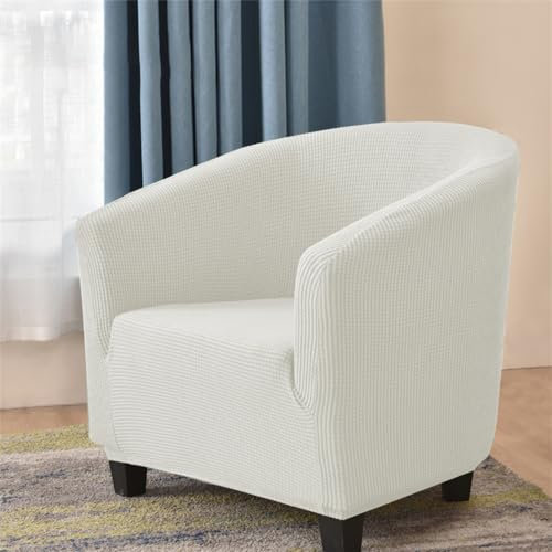 Highdi Extensible Housse de Fauteuil Chesterfield Jacquard Couleur Unie 1 Place Housse de Canapé Salon Club Facile à Installer et à Laver Couverture de Fauteuil(Blanc)