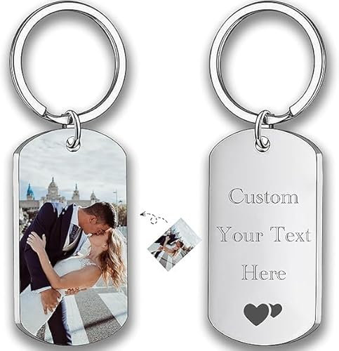 Wchenfans Porte clé personnalisé avec photo et texte personnalisables double face, Porte Clef Personnalisable gravé personnalisé pour hommes, femmes, petit ami, cadeaux…