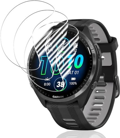 Yiunssy Protection Écran pour Garmin Forerunner 965[3 Pièces], 3D Couverture Totale, Bubble Free, PET HD Flexible Transparent Protection écran Film pour Garmin Forerunner 965 [Non-Verre Trempé]